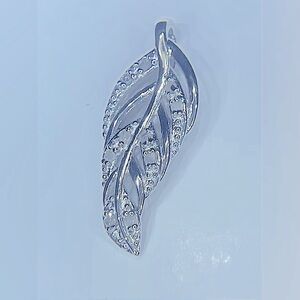 Sterling Silver and Diamond Leaf Pendant